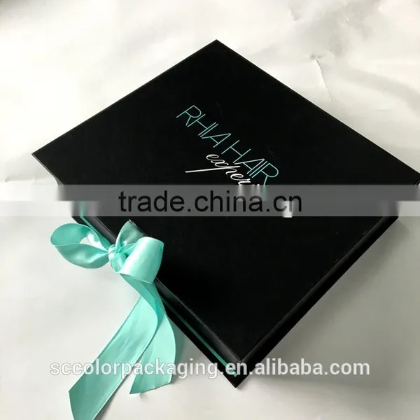 Beautiful Ribbon Gift Foldable Box Customer Design For Luxury Hair Extension Bundles photo-3