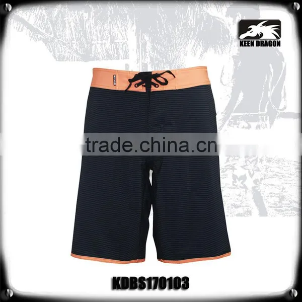 Stripes Printing Surf Board Shorts With Orange Waistband photo-2