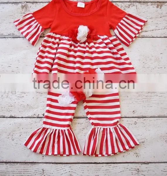 Children Clothes Boutique Baby Outfit Red Stripe Christmas Outfit Holiday Boutique Outfit photo-5