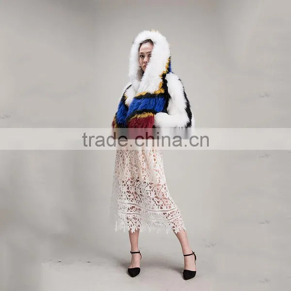 Myfur Wholesale Short Style Colorful Fox Fur Coat for Fashion Girls photo-4