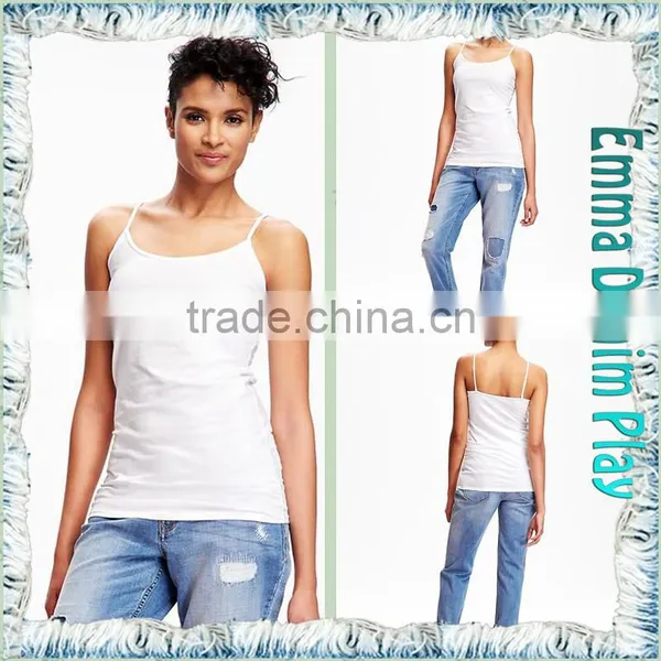 New Solid White Simple Pattern Womens Hot Wear Supender Tank T-Shirts for Summer photo-5