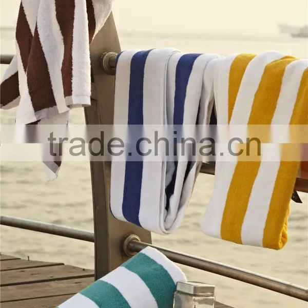 Wholesale Hotel All Cotton Yellow and White Stripe Swimming Towel Beach Towels photo-4