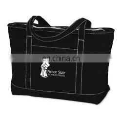 XD1019 Solid Cotton Yacht Tote Front Slip Pocket Has Bottom Gusset photo-2