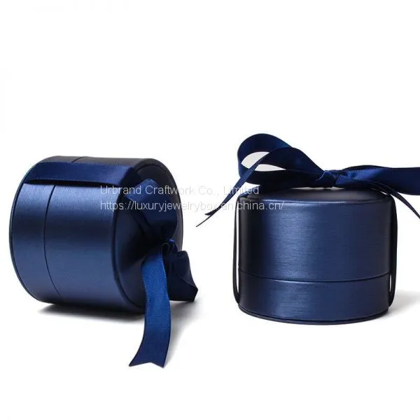 Round Brushed PU Ring Box Pendant Box Necklace Box Jewelry Box Jewelry Packaging Box Custom LOGO Wholesale photo-2