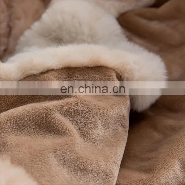 2020 Latest Tie Dyed Rabbit Hair Polyester Faux Fur Throws Spandex Receiving Blanket For Native American photo-5