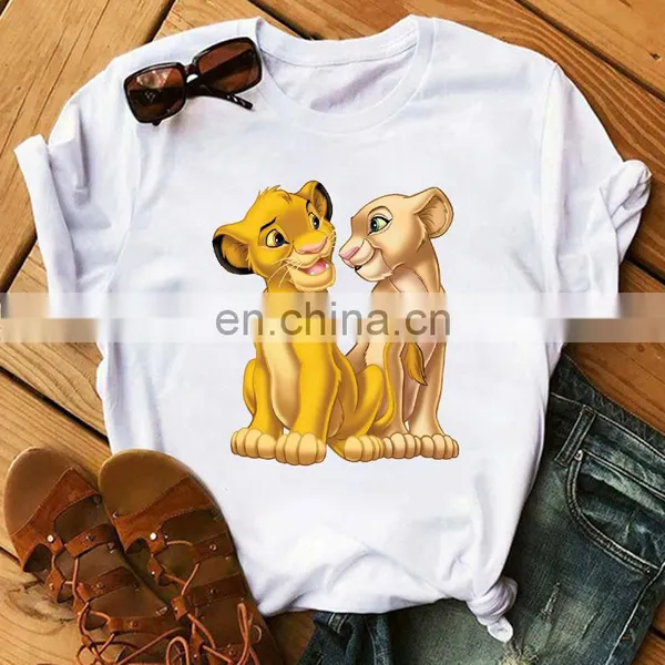 New Cute Lion King Lady T-shirt Cartoon Printing Harajuku Female T-shirt Loose Short Sleeve Top
