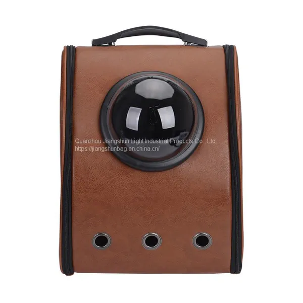 Cat Outdoor Double Back Folding Breathable Capsule Dog Bag Solid Color PU Pet Carrier Backpack photo-2