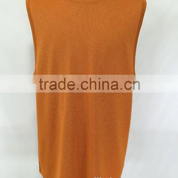 56.4% Nylon 43.6% Poly Cold Fiber Two Tone Knit Mesh Muscle Tank Top