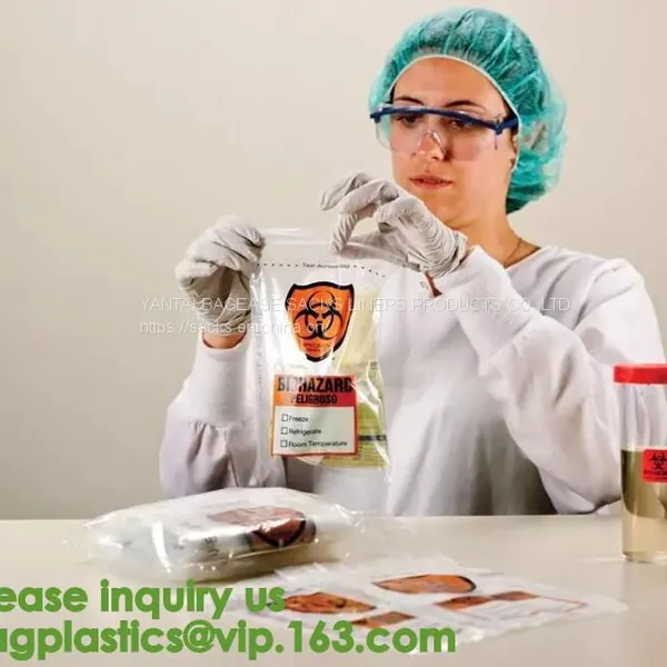 Zipper Locking Pouches for Specimens, Biohazard Specimen Bag, Biohazard Specimen Transport Bag, Autoclavable Bags