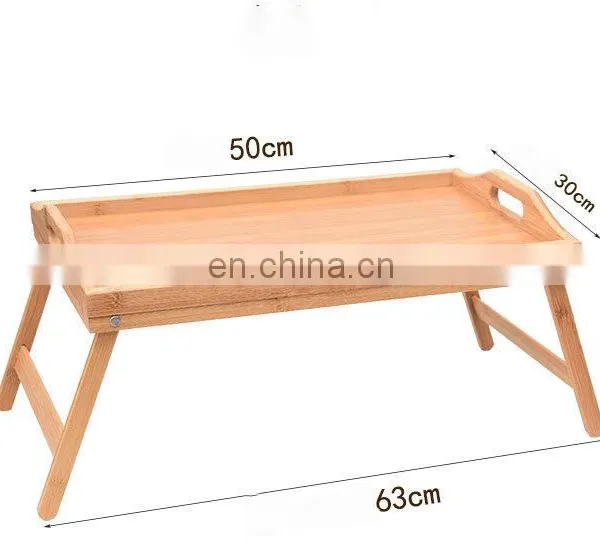 Custom Modern Handmade Wooden Tray For Bed Floating Bamboo Breakfast Food Serving Tray With Folding Legs photo-2