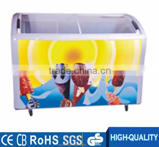 Curved Glass Door Showcase Chest Freezer for Ice Cream photo-3