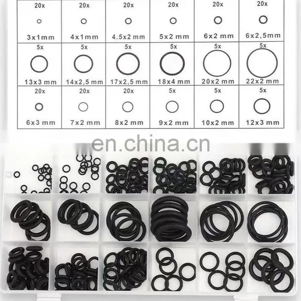 WonBlifs 225 PCS Rubber O-Ring Assortment Kit Set 18 Size Nitrile Rubber O-Ring Sealing Ring Kit for Professional Plumbing