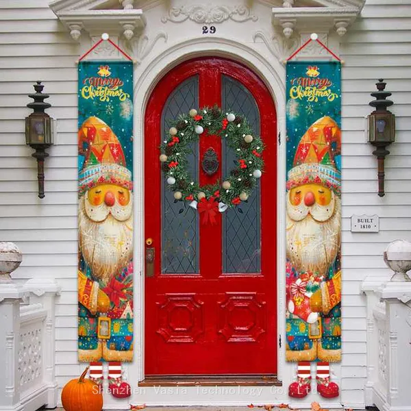 Bulk Custom Merry Christmas Banners Double-Sided Hanging Flags for Porch Garage Door Indoor Outdoor Holiday Decor photo-5