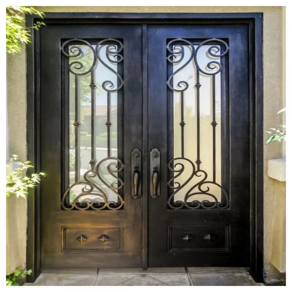 Luxury Iron Door Wrought Iron Doors French Glass Door Design China photo-2