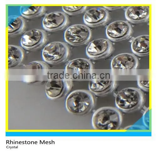 Black Rhienstone Silver Aluminum Base Mesh Sew on Technics Rhienstone Mesh Round Roll photo-6
