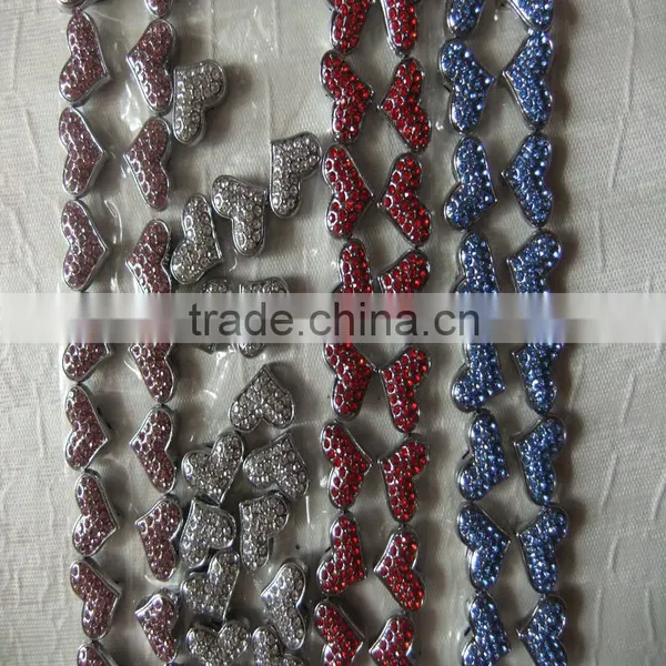 Produce Slide Diamond Hearts Wholesale Diamond Letter 10 mm Full Rhinestone Heart Charm photo-6
