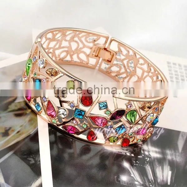 Statement Wholesale Jewellery Colorful Stone 18k Gold Bangle Saudi Arabia Jewelry photo-3