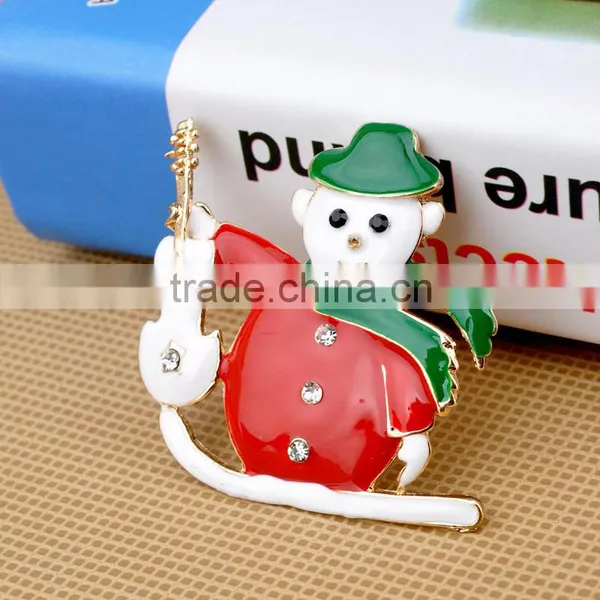 Christmas Enamel Design Snowman Brooch photo-3
