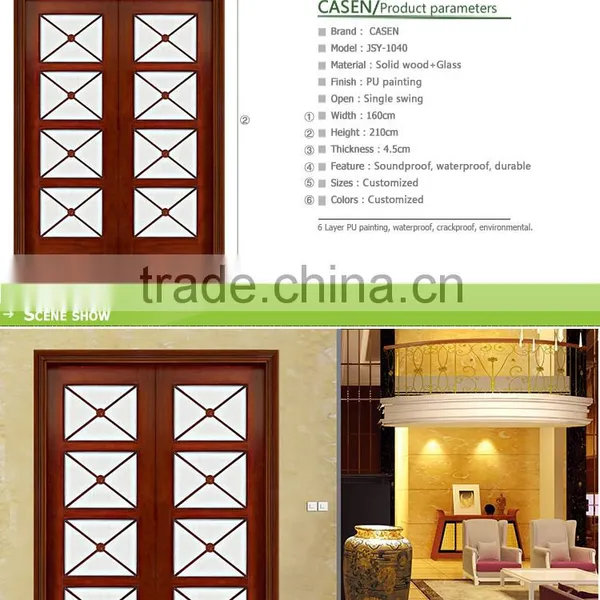 Fancy Design Solid Black Walnut Wooden Glass Interior Pocket Door photo-2