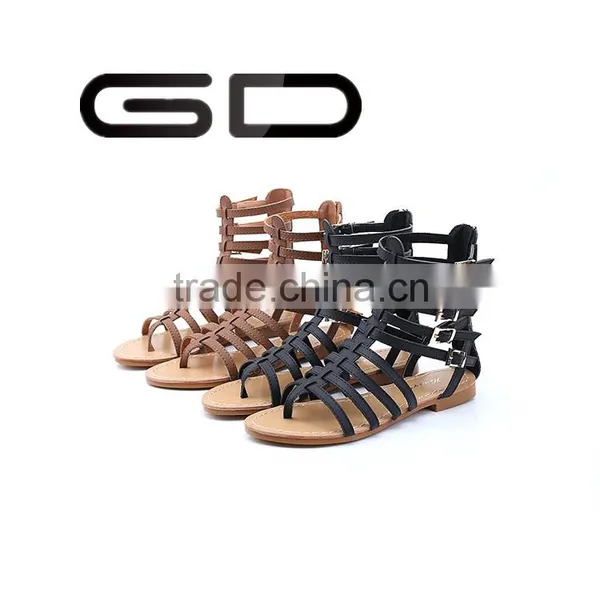 Strap Women Love Hollow Breathable Zipper Flat Sandals for Beach Party photo-4