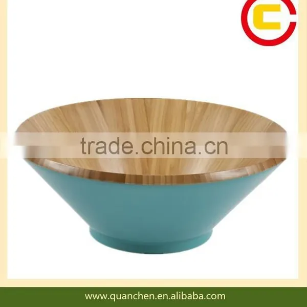 Hot Sale Color Painted Bamboo Salad Bowl, Bamboo Lacquer Bow photo-2