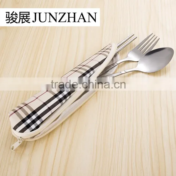 Stainless Steel Travel Cutlery Spoon and Chopsticks With Water-proof Cloth Bag Packing photo-2