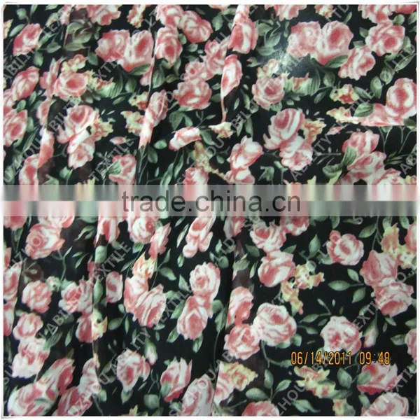 100% Polyester Japanese Silk Chiffon Floral Printed Fabric photo-3