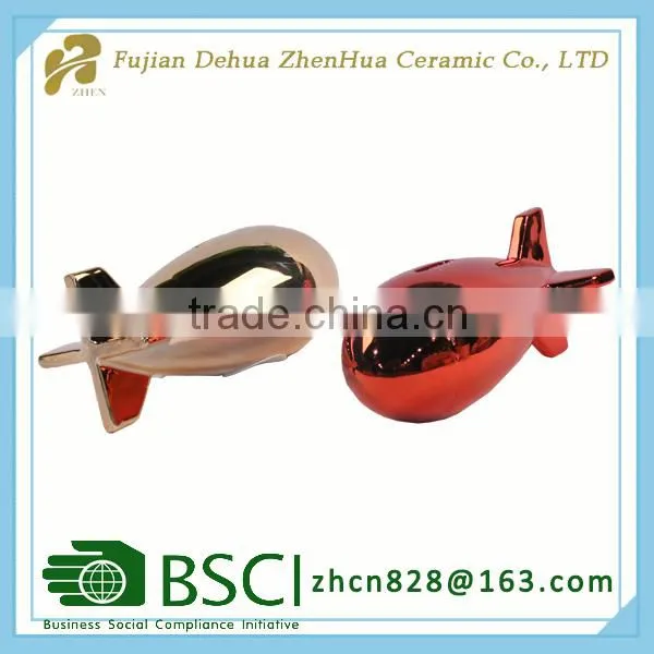 Small Bomb Shape Electroplating Ceramic Coin Bank