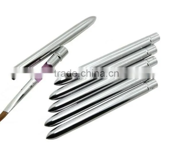 Compact Foldable Metal Handle Acrylic Nail Tip Art Brush Set Flat Brush 5 Pcs NO.2 4 6 8 10 photo-5