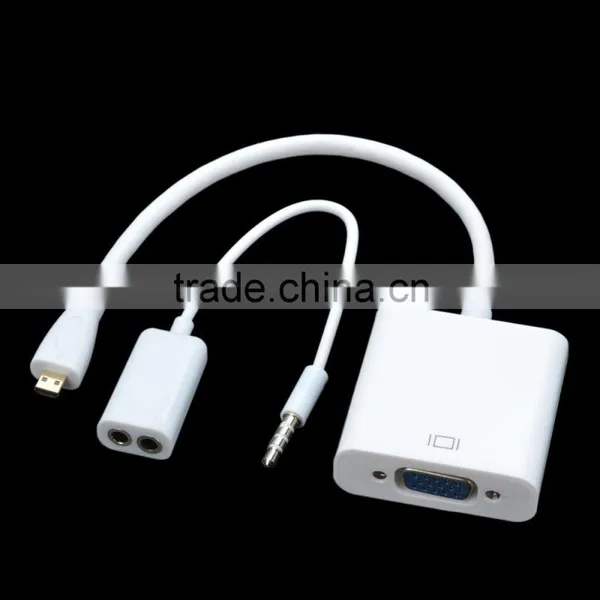 Micro HDMI Male to VGA Female Cable + Bisected Audio Cable Set - White