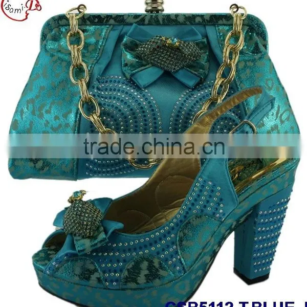 CSB5112 Peach Wholesaler Latest Style Fashion African Design High Heel Lady Shoes Matching Bag With Stone for Party photo-4