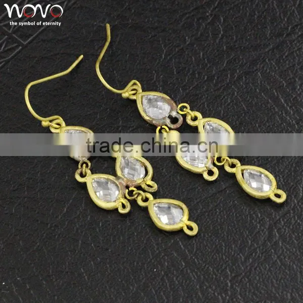 Crystal Simper Designer Brass Cuff Earring With Gold Color photo-2