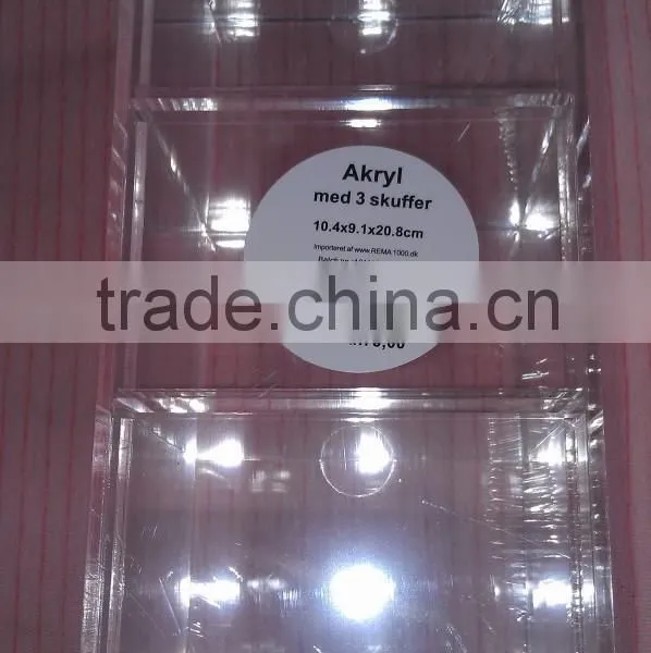 2015 New Design Clear Acrylic Makeup Organizer With 3 Storage Boxes&Bins photo-2