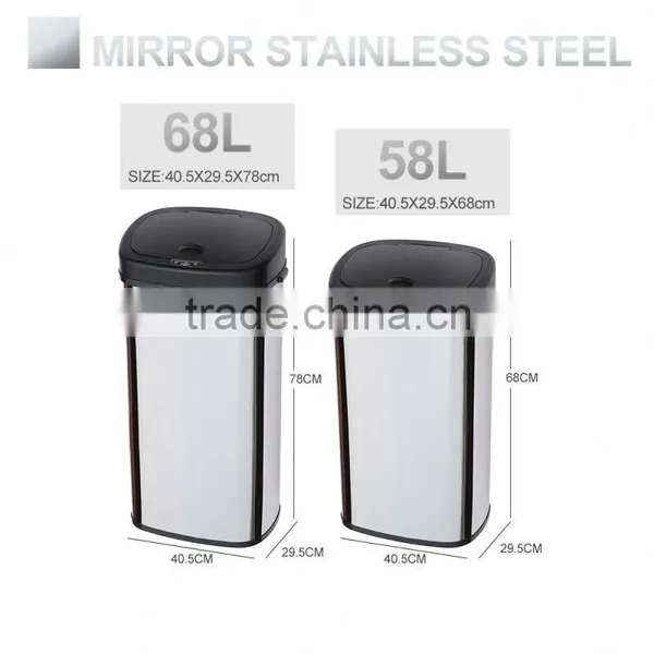 8 10 13 Gallon Infrared Touchless Dustbin Stainless Steel Waste Bin Plastic White Dustbin Bags SD-007 photo-3