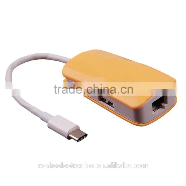 New 2 Ports Usb Hub Usb 3.1 Type C Hub With 1 Port RJ45 Gigabit Ethernet Lan Adapter 10/100/1000 Mbps photo-5