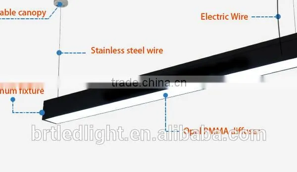 High Quality Aluminum Shape Led Linear Light 30w 40w Led Suspended Ceiling Lighting for Offices photo-4