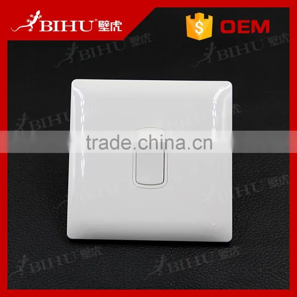 BIHU high quality white plastic 1 gang push button control panel switch
