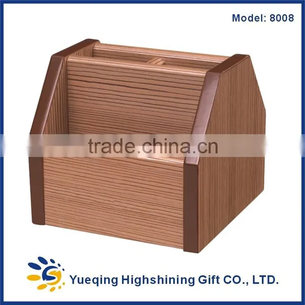 HY8008 Custom Logo Rotating Desk Wooden Pencil Pen Holder photo-2