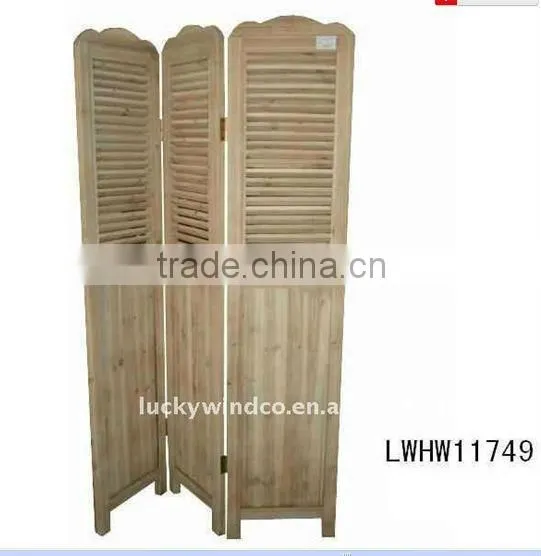 Antique French Style Brown Folding Wood Screens for Home and Office Divider