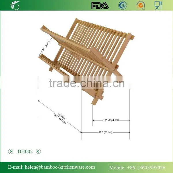 BH002/New Design Bamboo Kitchen Cabinet Dish Rack Durable Dish Drying Rack Kitchenware photo-3