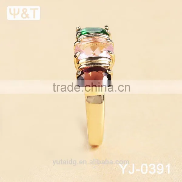 Jingli Jewelry Gold Plated Wedding Ring With Colorful Stones (YJ-391) photo-4