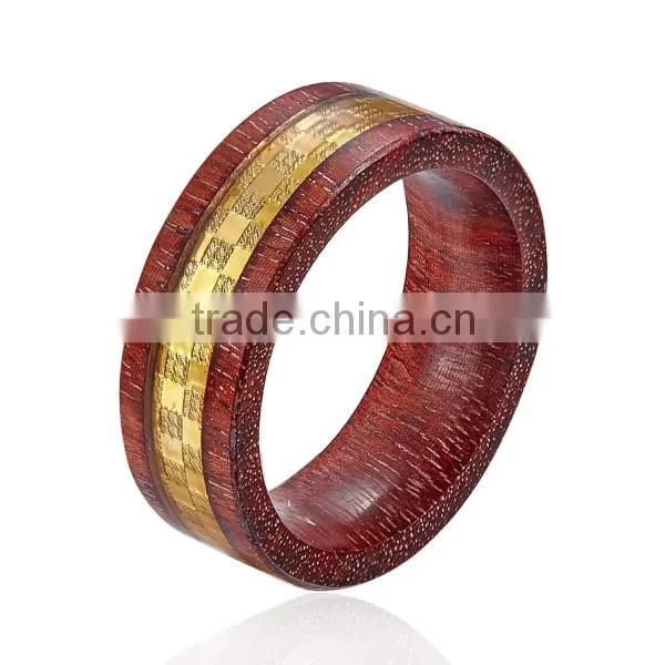 Factory Wholesale Natural Wood Rings Jewelry, Gold Foil Inlay Wood Rings Men photo-2