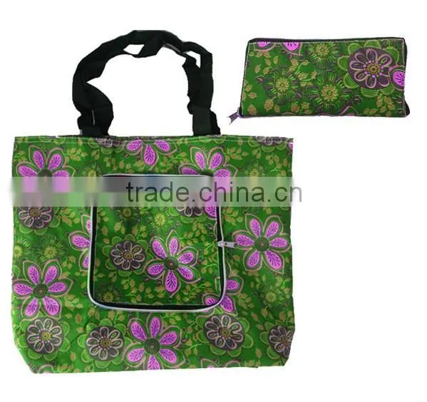 PP Handles Floral Print Polyester Foldable Beach Bag Wholesale photo-3