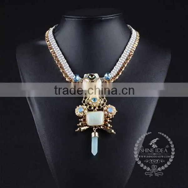 High Quality Vintage Style Crystal Chunky Statement Necklace Tin Alloy Fashion Women Pendant Necklace 6390081 photo-3