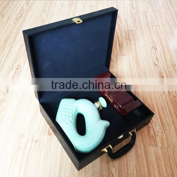 China Factory Wholesale Custom High-grade PU Leather Wine Box, Black Beautiful Gift Box photo-4