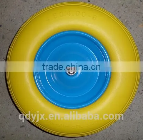 Manufacturer Supply PU Foam Wheel For Wheelbarrow/4.00-8 Flat Free Wheel Uesd for Trolley/hand Truck photo-6