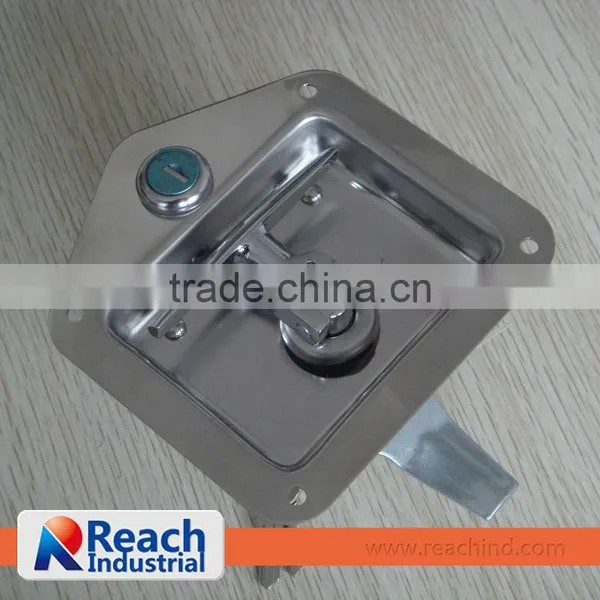 Truck or Trailer Flush Mount Polished Stainless Steel Key-Locking Recessed Folding T Handle photo-2