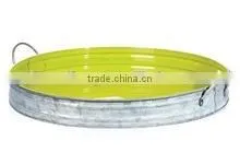 Round Galvanized Zinc Metal Serving Tray/ Party Tray photo-2