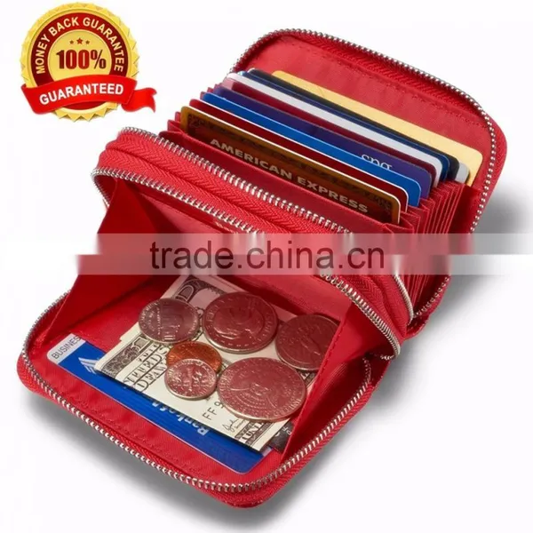 Women's Genuine Leather RFID Secure Spacious Cute Zipper Card Wallet Small Purse photo-2