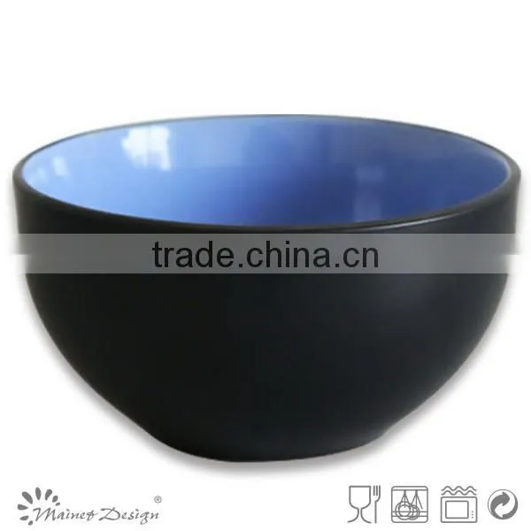 Matt Color Round Shape Ceramic Two Tone Soup Bowl photo-3